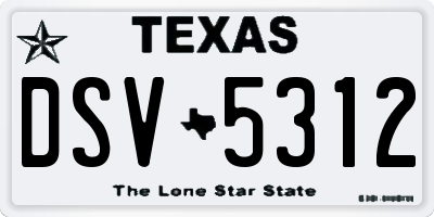 TX license plate DSV5312