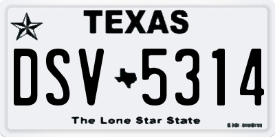 TX license plate DSV5314