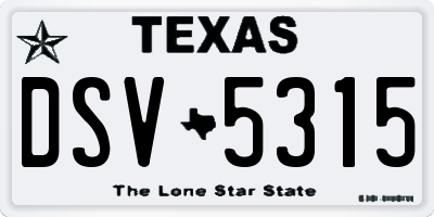TX license plate DSV5315