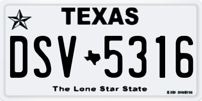 TX license plate DSV5316