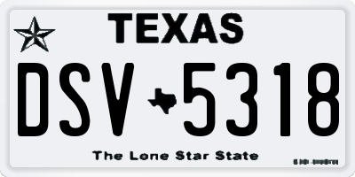 TX license plate DSV5318