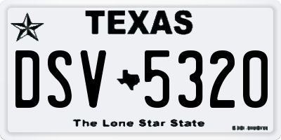 TX license plate DSV5320