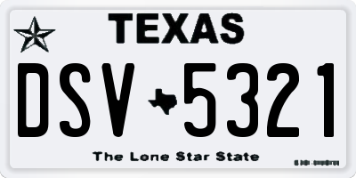 TX license plate DSV5321