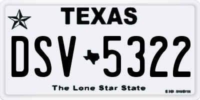 TX license plate DSV5322