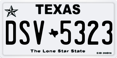 TX license plate DSV5323