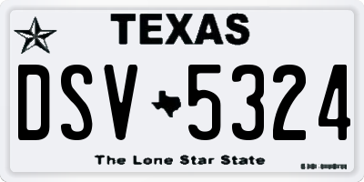 TX license plate DSV5324