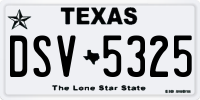 TX license plate DSV5325