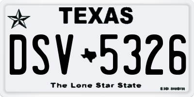 TX license plate DSV5326