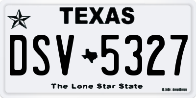 TX license plate DSV5327