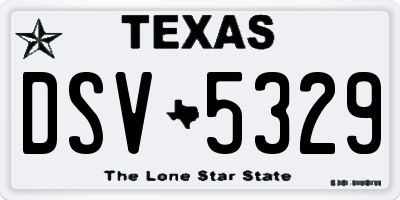 TX license plate DSV5329