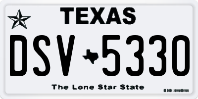 TX license plate DSV5330