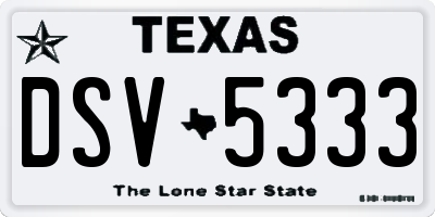 TX license plate DSV5333