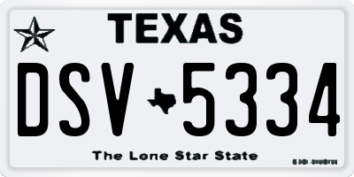 TX license plate DSV5334