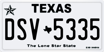 TX license plate DSV5335