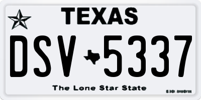 TX license plate DSV5337