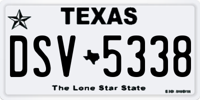 TX license plate DSV5338