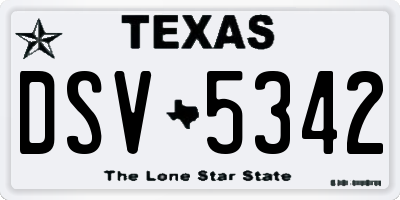TX license plate DSV5342