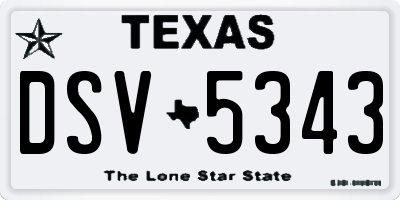 TX license plate DSV5343