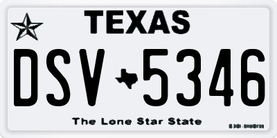 TX license plate DSV5346