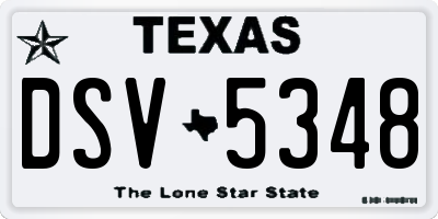TX license plate DSV5348
