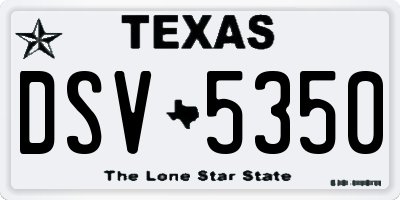 TX license plate DSV5350
