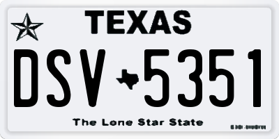 TX license plate DSV5351