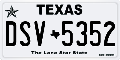 TX license plate DSV5352