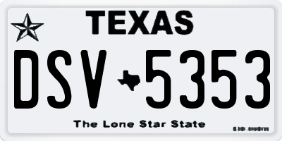 TX license plate DSV5353