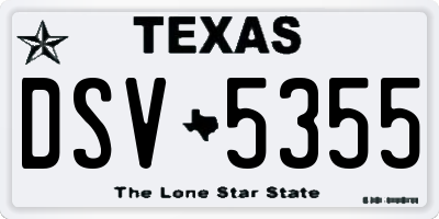 TX license plate DSV5355