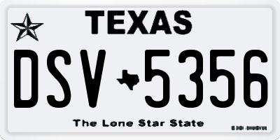 TX license plate DSV5356