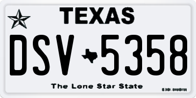 TX license plate DSV5358
