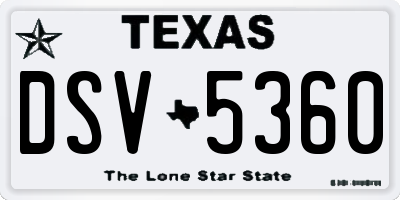 TX license plate DSV5360