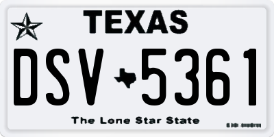 TX license plate DSV5361