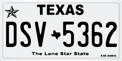 TX license plate DSV5362