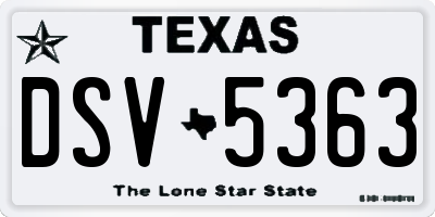 TX license plate DSV5363