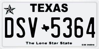 TX license plate DSV5364