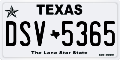 TX license plate DSV5365
