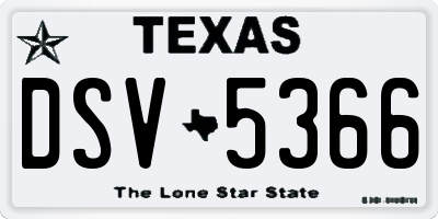 TX license plate DSV5366