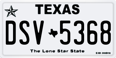 TX license plate DSV5368