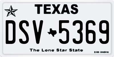 TX license plate DSV5369