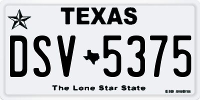 TX license plate DSV5375