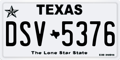 TX license plate DSV5376