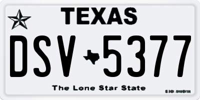 TX license plate DSV5377