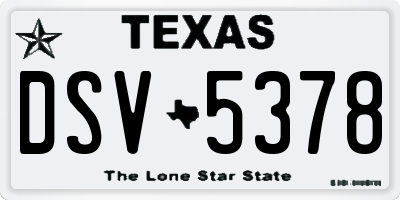 TX license plate DSV5378