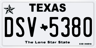 TX license plate DSV5380