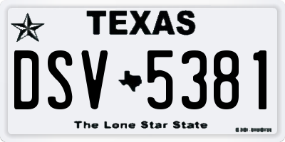 TX license plate DSV5381