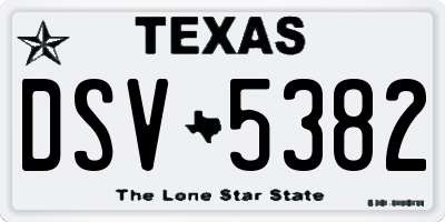 TX license plate DSV5382