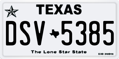 TX license plate DSV5385