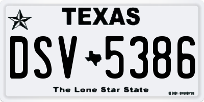 TX license plate DSV5386