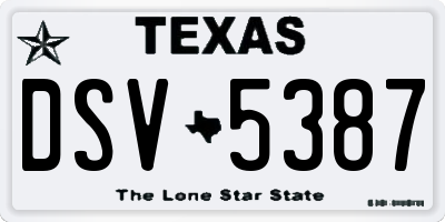 TX license plate DSV5387